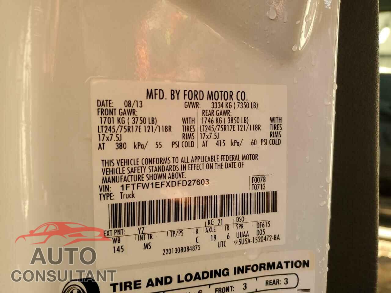 FORD F-150 2013 - 1FTFW1EFXDFD27603