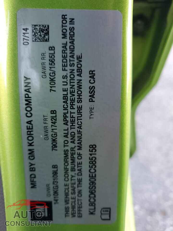 CHEVROLET SPARK 2014 - KL8CD6S90EC585158