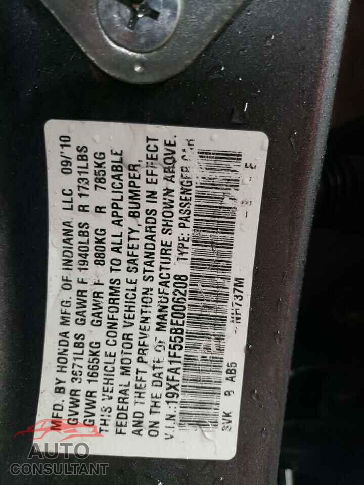 HONDA CIVIC 2011 - 19XFA1F55BE006208