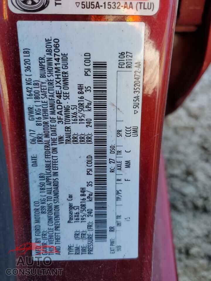 FORD FIESTA 2017 - 3FADP4EJXHM147060