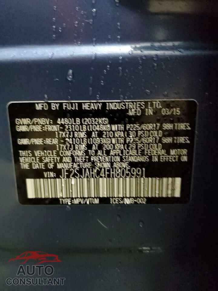 SUBARU FORESTER 2015 - JF2SJAHC4FH805991