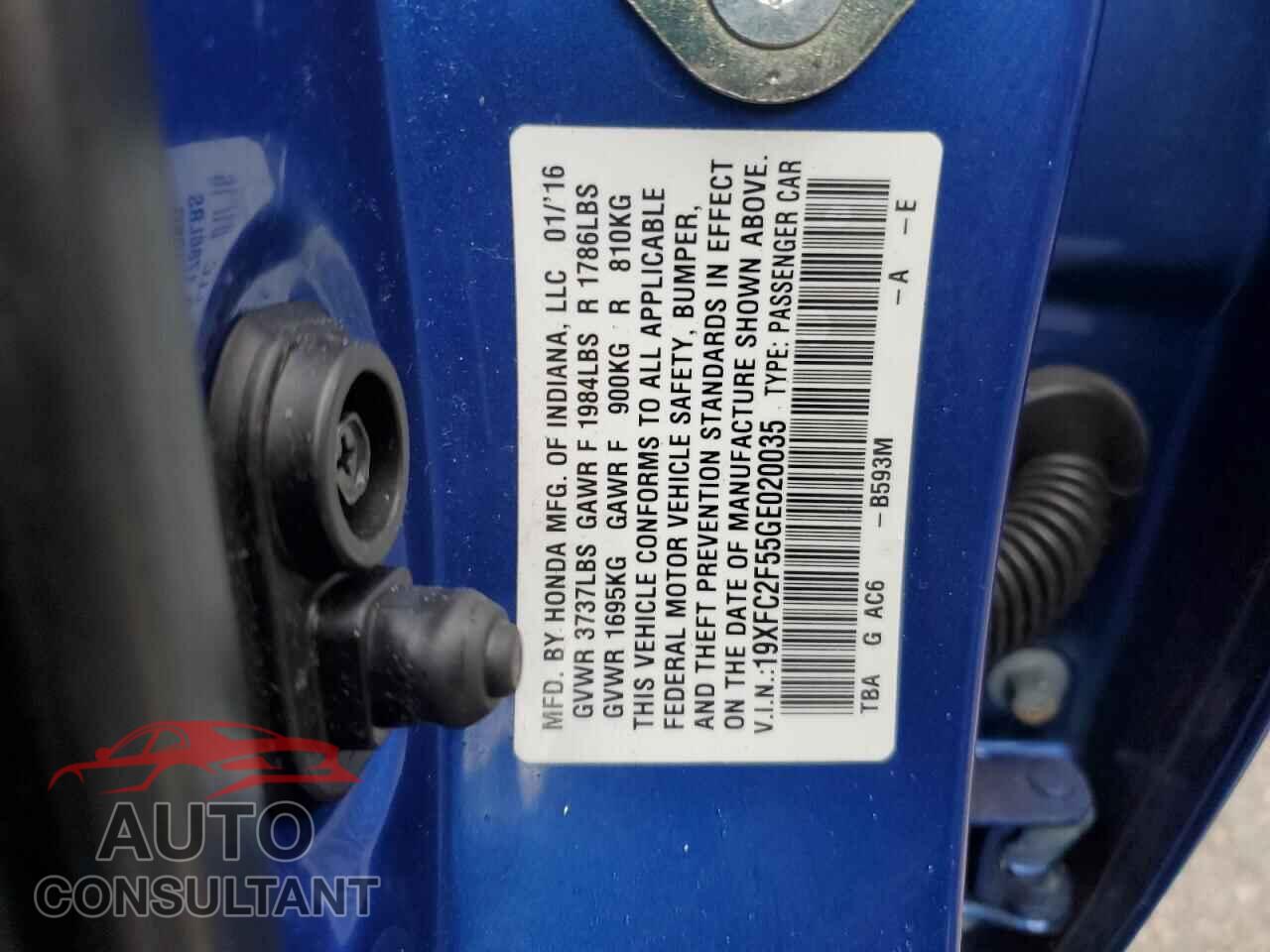 HONDA CIVIC 2016 - 19XFC2F55GE020035
