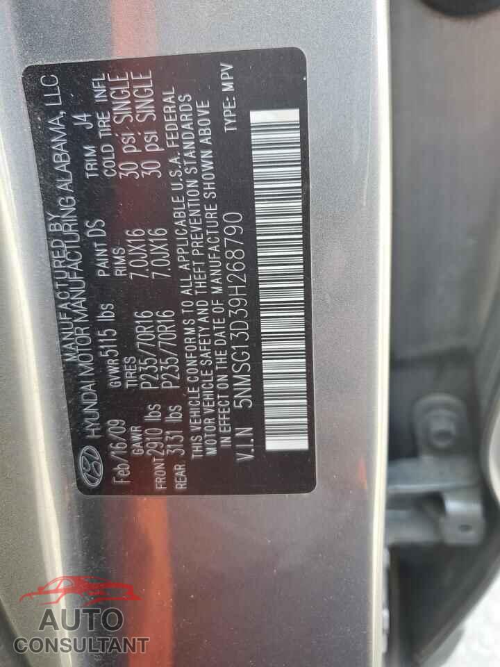 HYUNDAI SANTA FE 2009 - 5NMSG13D39H268790