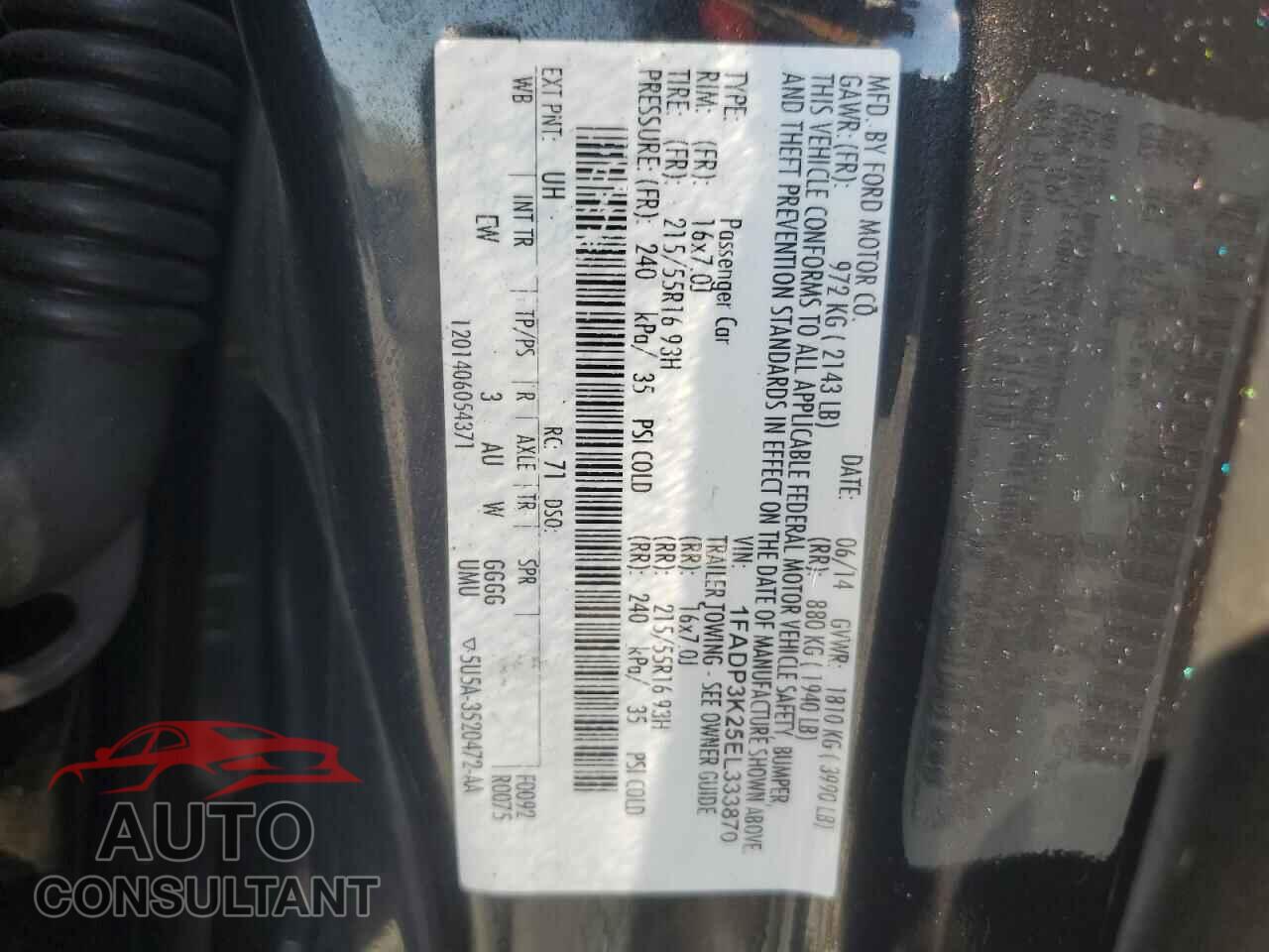 FORD FOCUS 2014 - 1FADP3K25EL333870