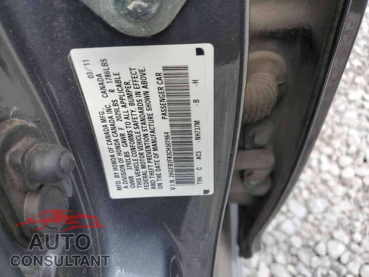 HONDA CIVIC 2012 - 2HGFB2F83CH501964