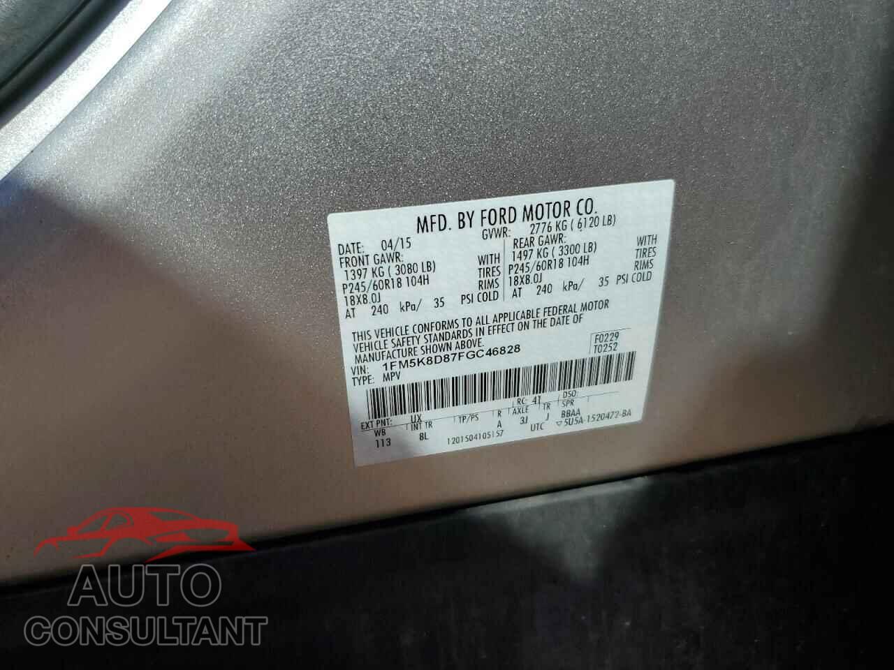 FORD EXPLORER 2015 - 1FM5K8D87FGC46828