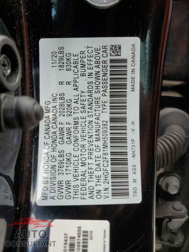 HONDA CIVIC 2021 - 2HGFC2F81MH509382