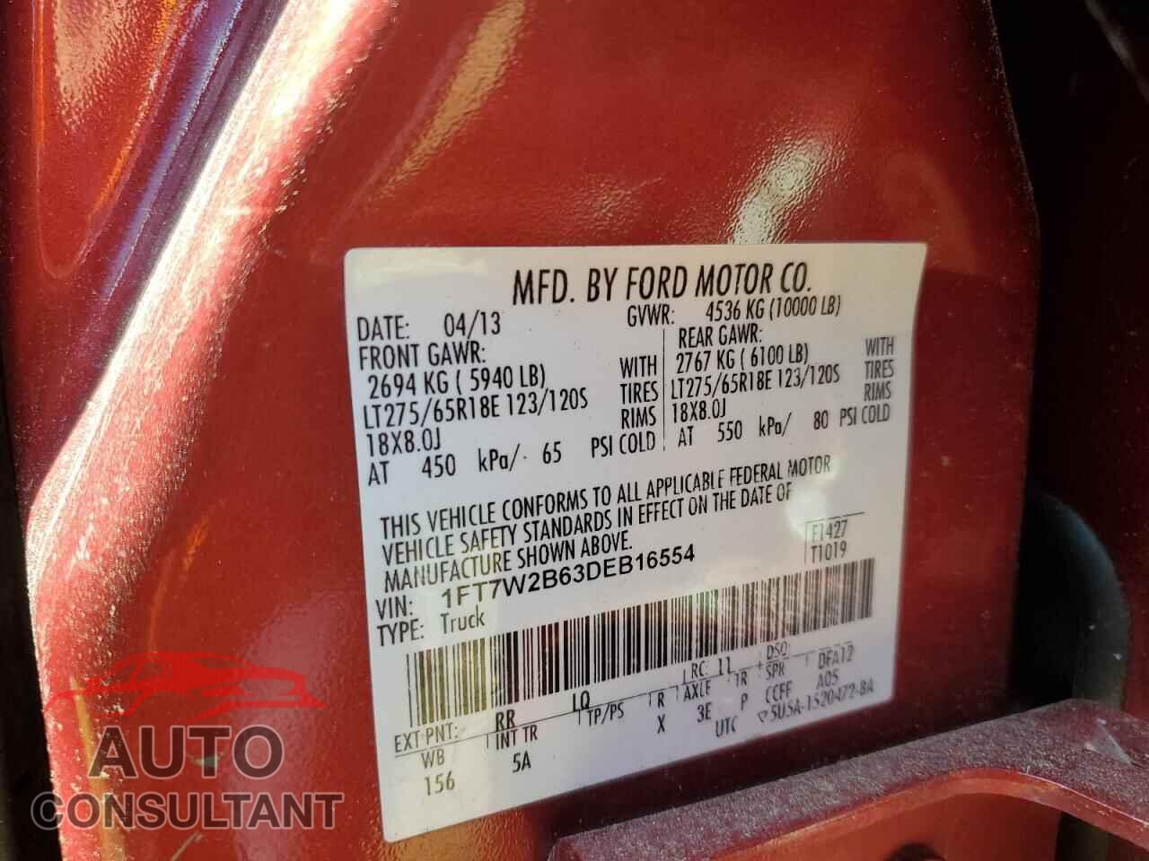 FORD F250 2013 - 1FT7W2B63DEB16554
