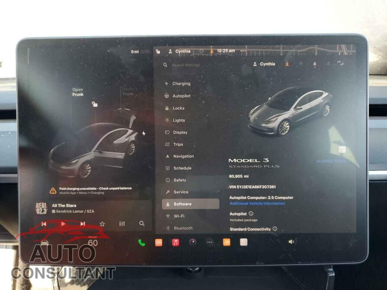 TESLA MODEL 3 2019 - 5YJ3E1EA6KF307361