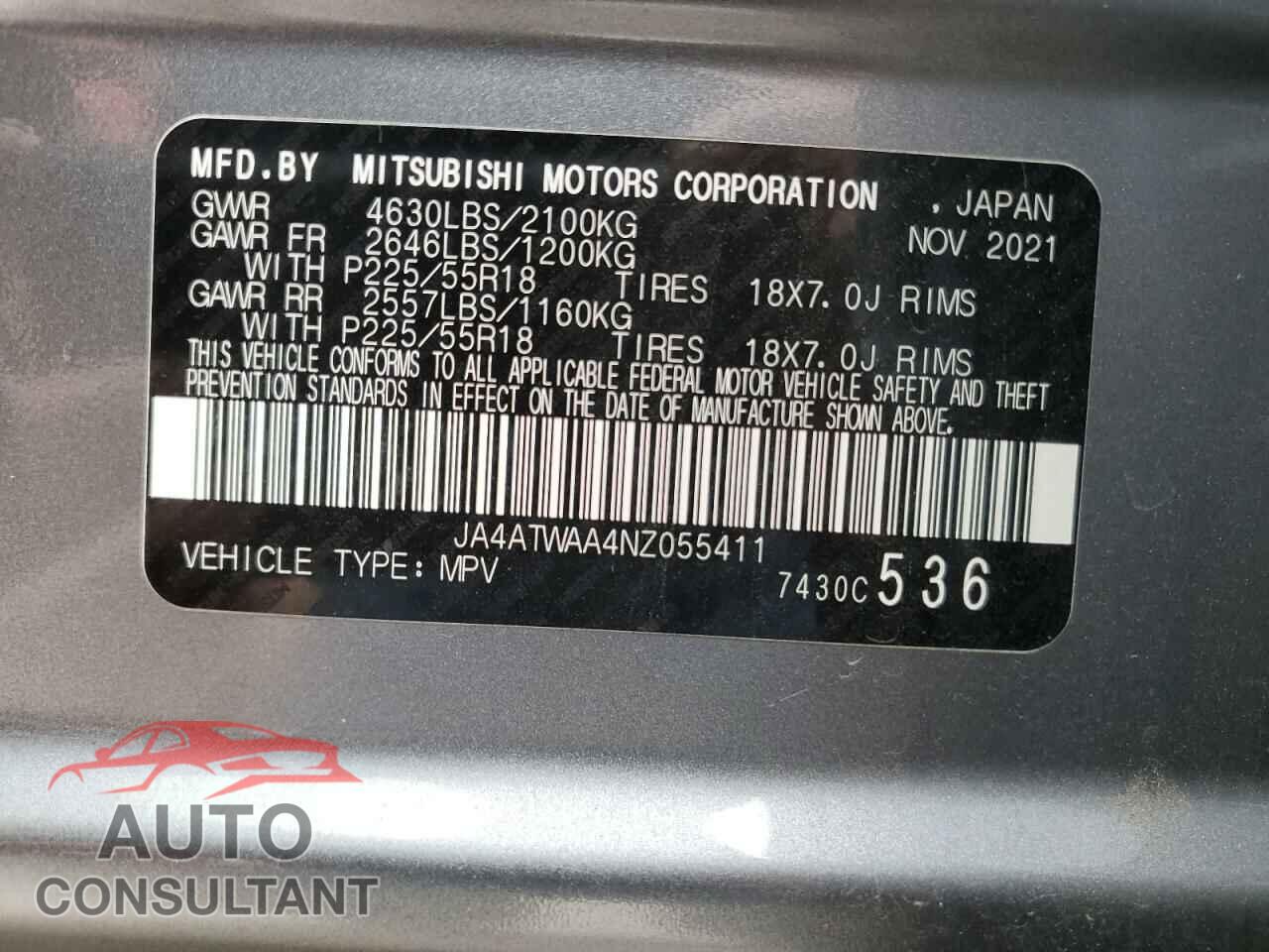 MITSUBISHI ECLIPSE 2022 - JA4ATWAA4NZ055411