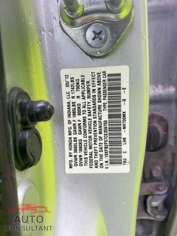 HONDA CIVIC 2012 - 19XFB2F57CE359750