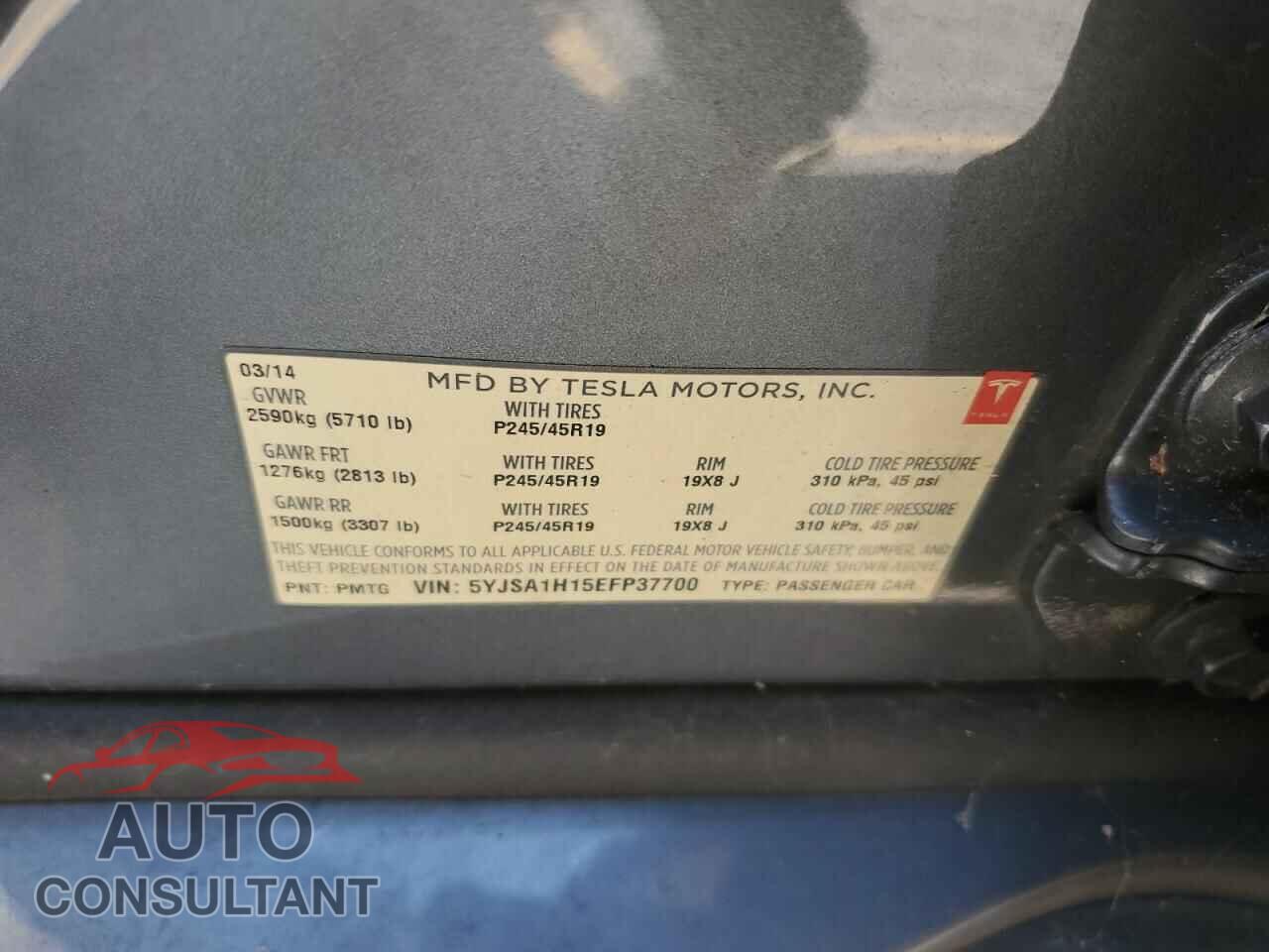 TESLA MODEL S 2014 - 5YJSA1H15EFP37700