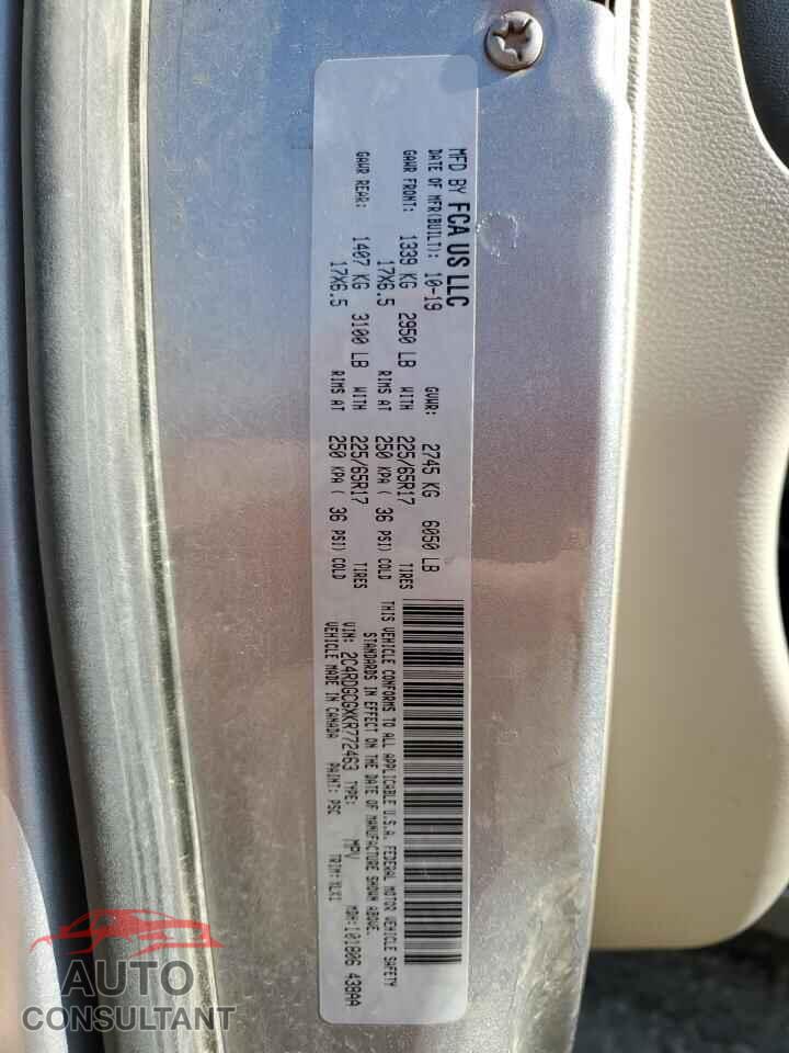 DODGE CARAVAN 2019 - 2C4RDGCGXKR772463