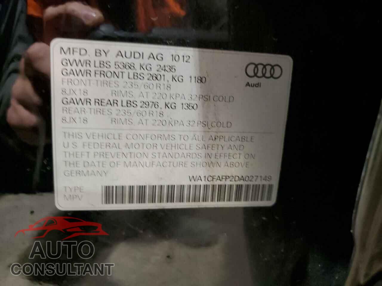 AUDI Q5 2013 - WA1CFAFP2DA027149