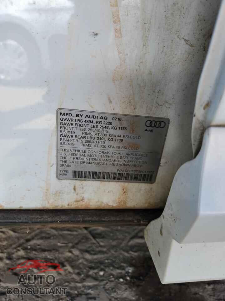 AUDI Q3 2016 - WA1GFCFS7GR017322