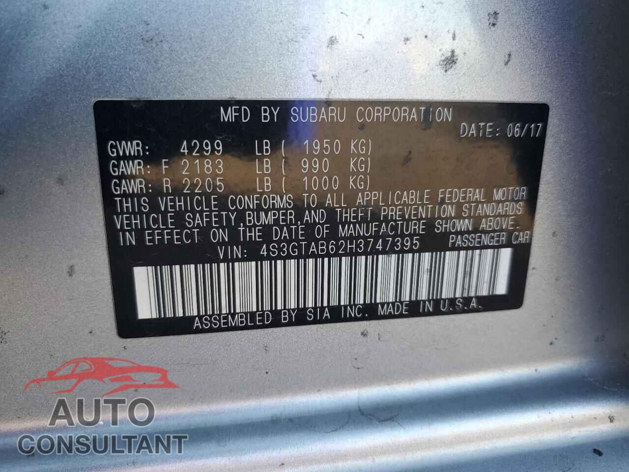 SUBARU IMPREZA 2017 - 4S3GTAB62H3747395