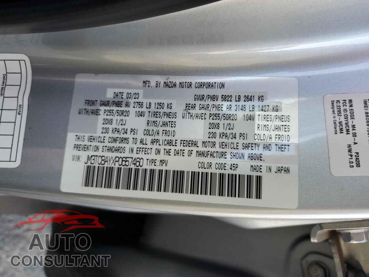 MAZDA CX-9 2023 - JM3TCBAYXP0657460