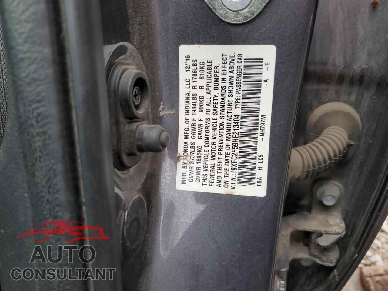 HONDA CIVIC 2017 - 19XFC2F59HE213404