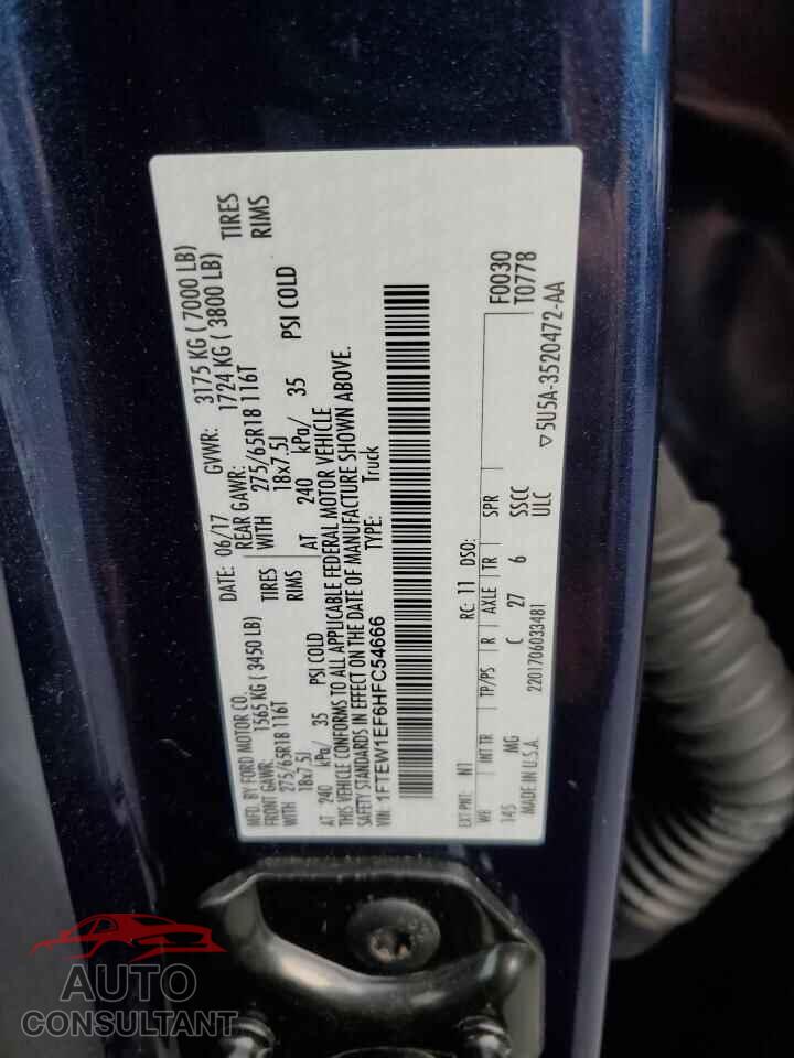 FORD F-150 2017 - 1FTEW1EF6HFC54666