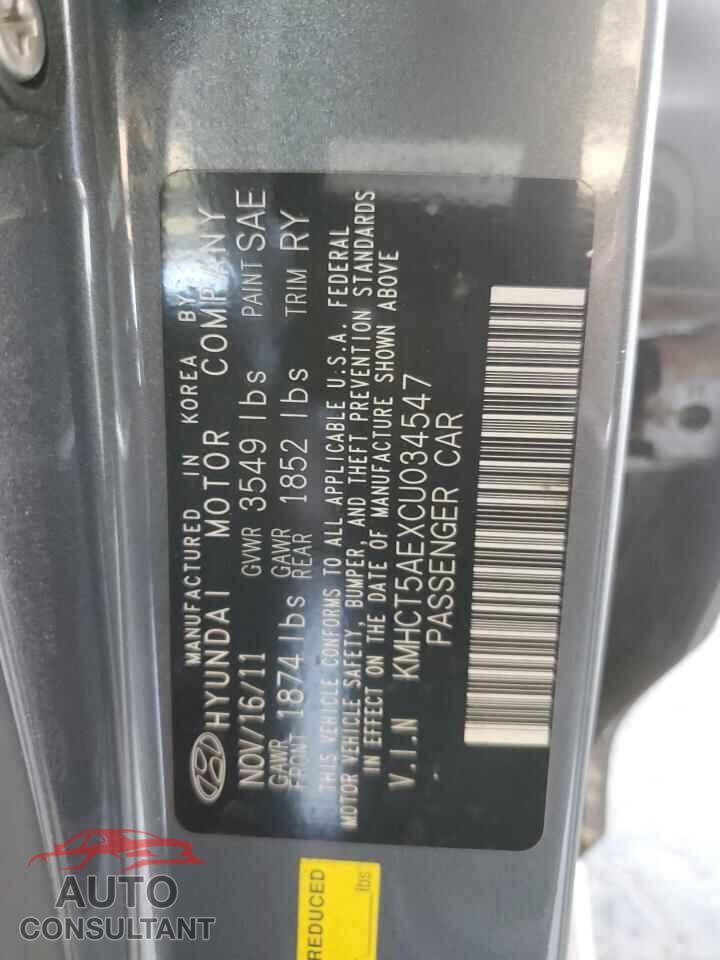 HYUNDAI ACCENT 2012 - KMHCT5AEXCU034547