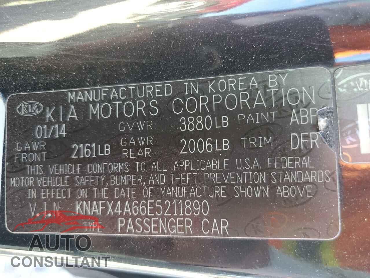 KIA FORTE 2014 - KNAFX4A66E5211890