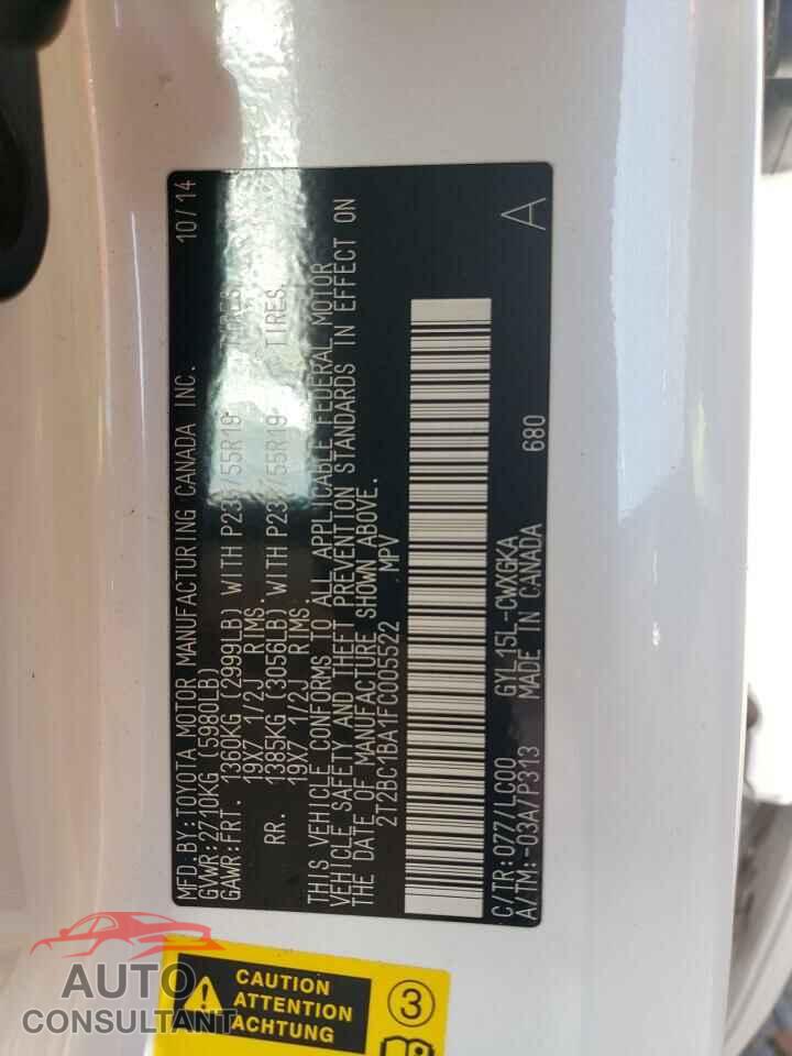 LEXUS RX450 2015 - 2T2BC1BA1FC005522
