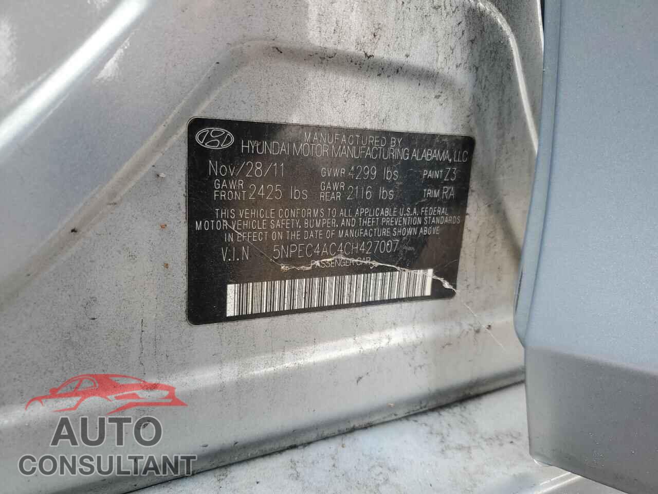 HYUNDAI SONATA 2012 - 5NPEC4AC4CH427007