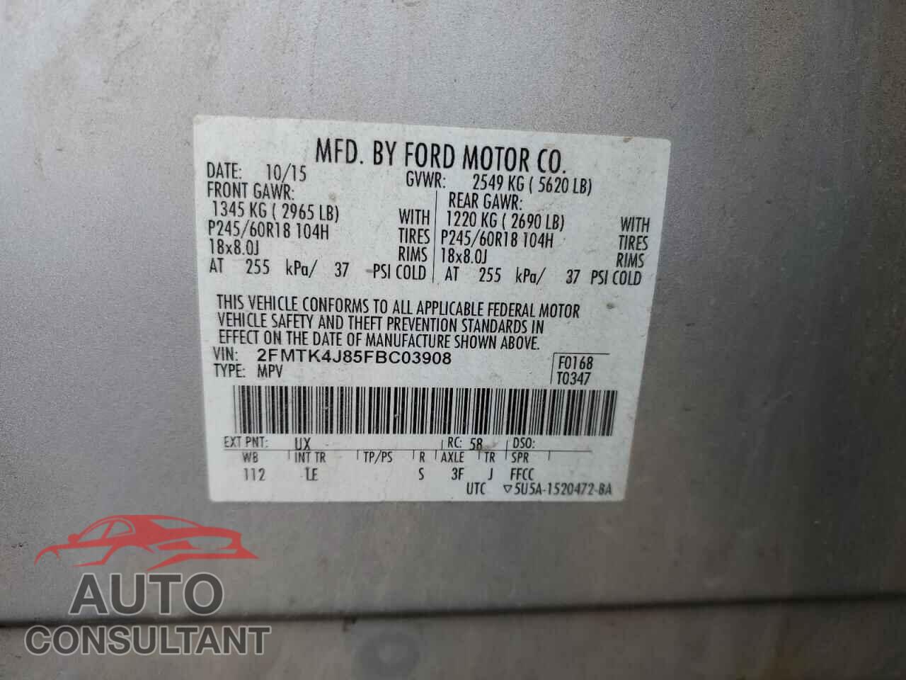 FORD EDGE 2015 - 2FMTK4J85FBC03908