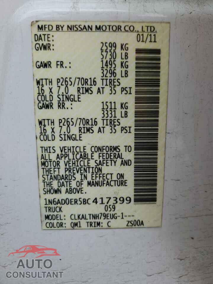 NISSAN FRONTIER 2011 - 1N6AD0ER5BC417399