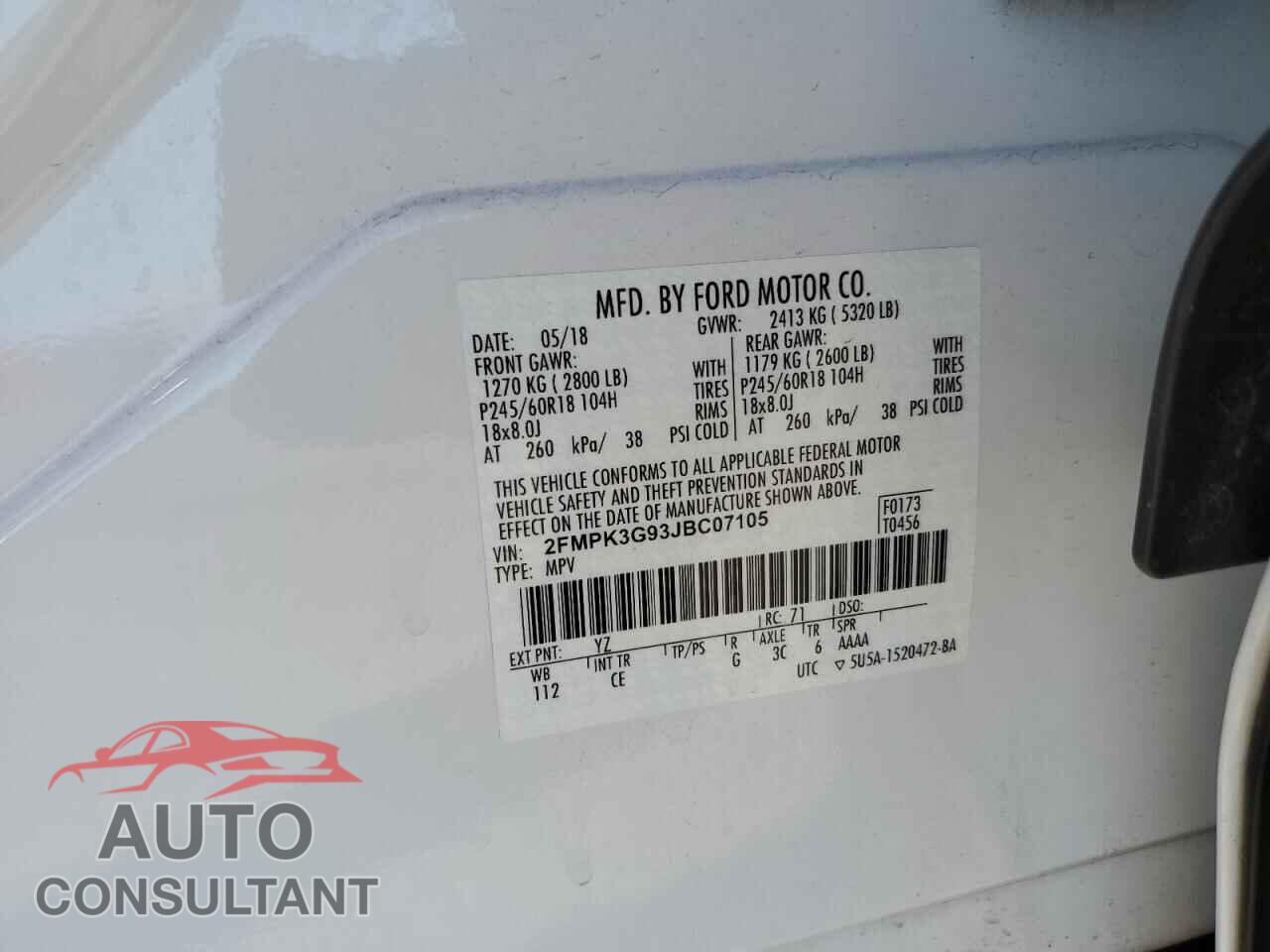 FORD EDGE 2018 - 2FMPK3G93JBC07105