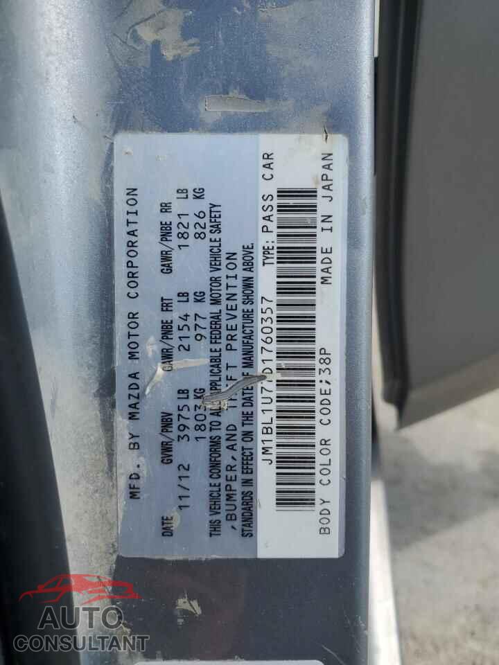 MAZDA 3 2013 - JM1BL1U77D1760357
