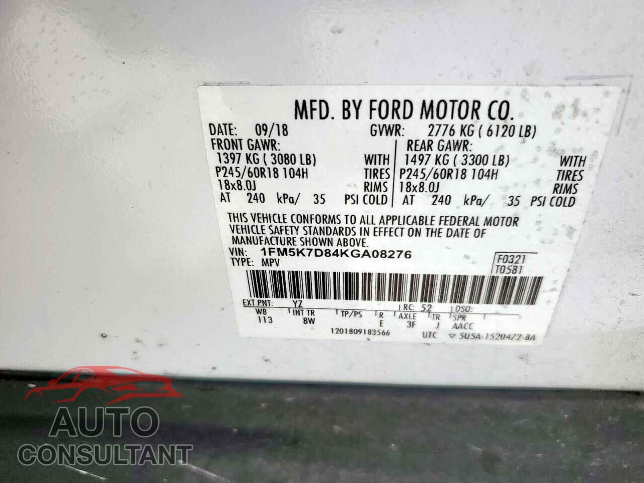 FORD EXPLORER 2019 - 1FM5K7D84KGA08276
