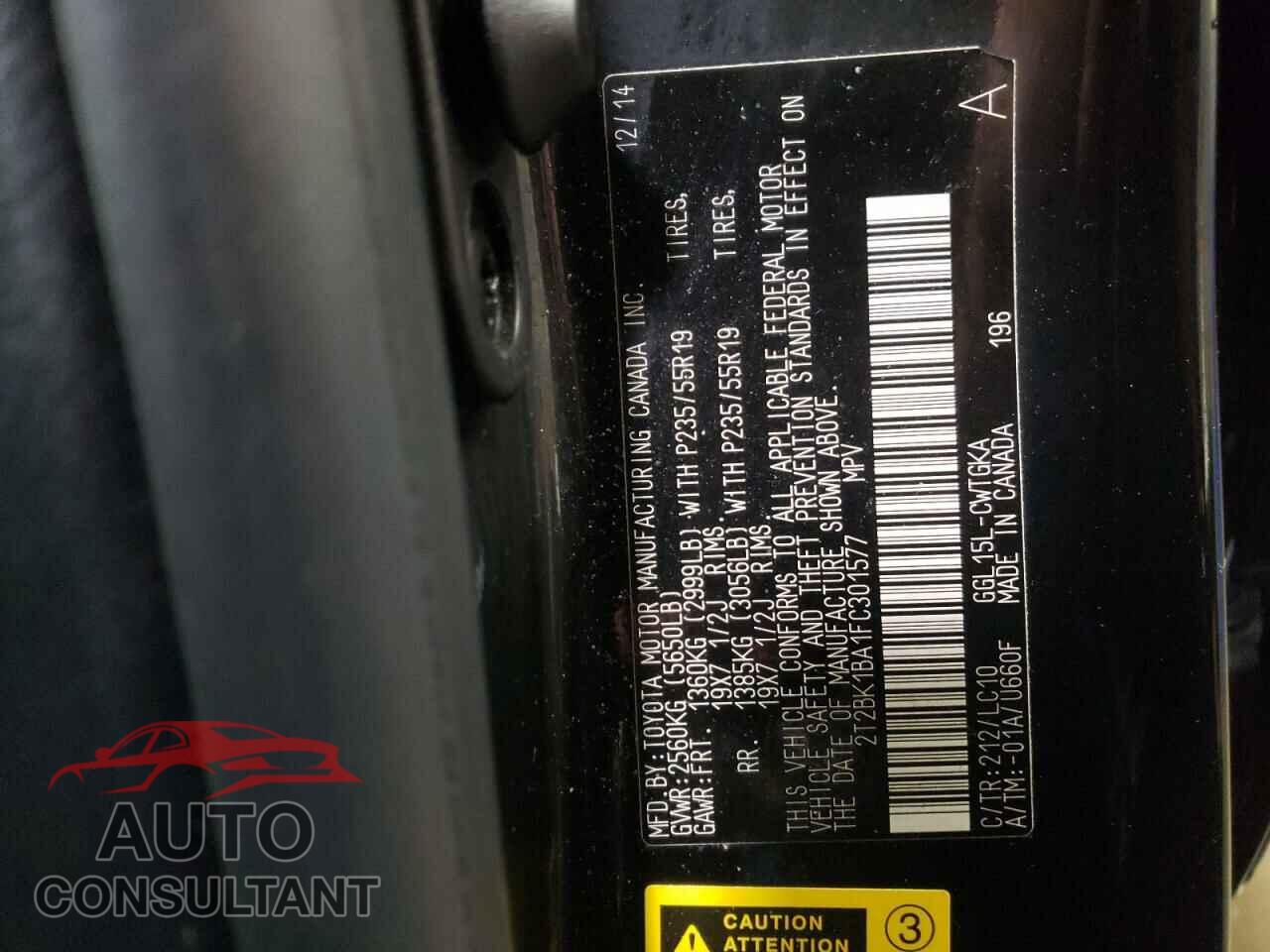 LEXUS RX350 2015 - 2T2BK1BA1FC301577