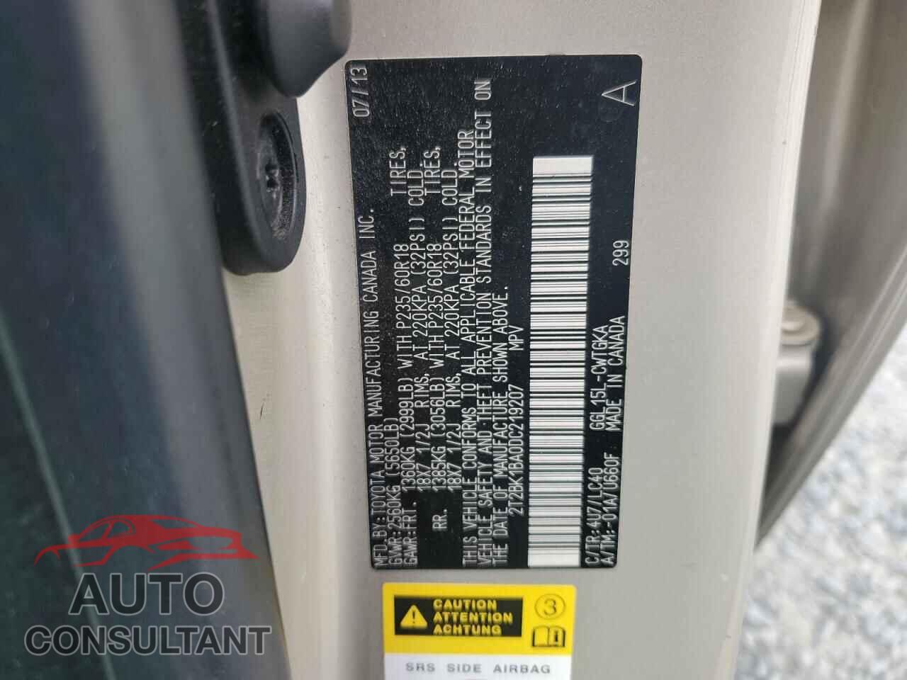 LEXUS RX350 2013 - 2T2BK1BA0DC219207