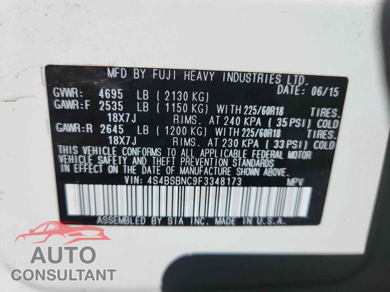 SUBARU OUTBACK 2015 - 4S4BSBNC9F3348173