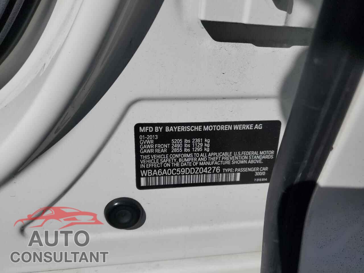 BMW 6 SERIES 2013 - WBA6A0C59DDZ04276