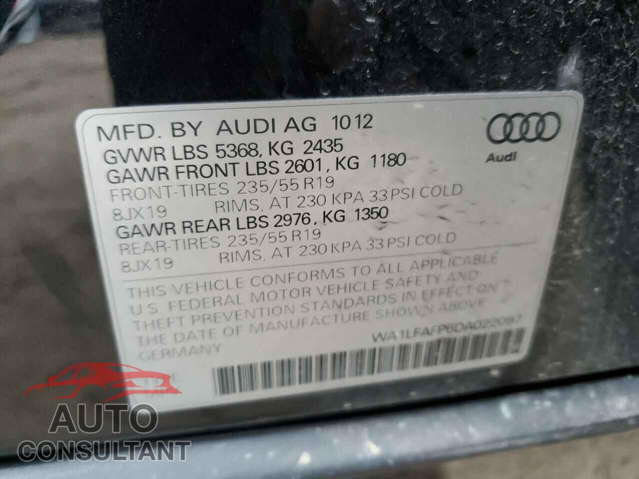 AUDI Q5 2013 - WA1LFAFP6DA022097