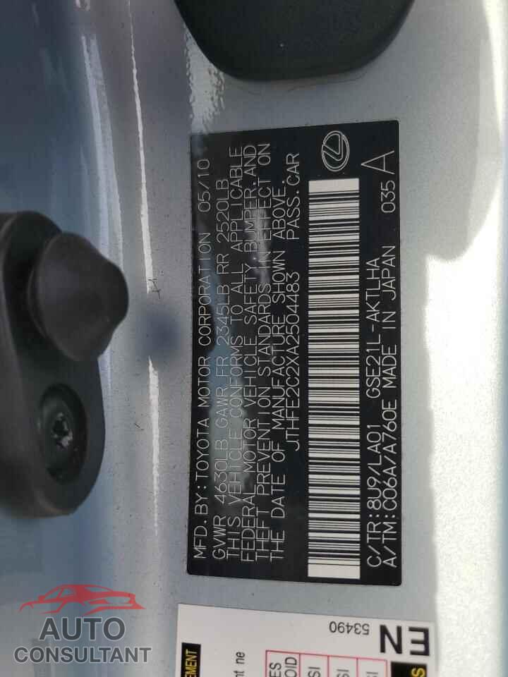 LEXUS IS 2010 - JTHFE2C2XA2504483
