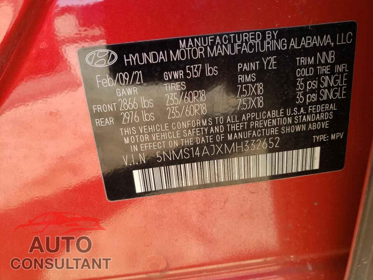 HYUNDAI SANTA FE 2021 - 5NMS14AJXMH332652