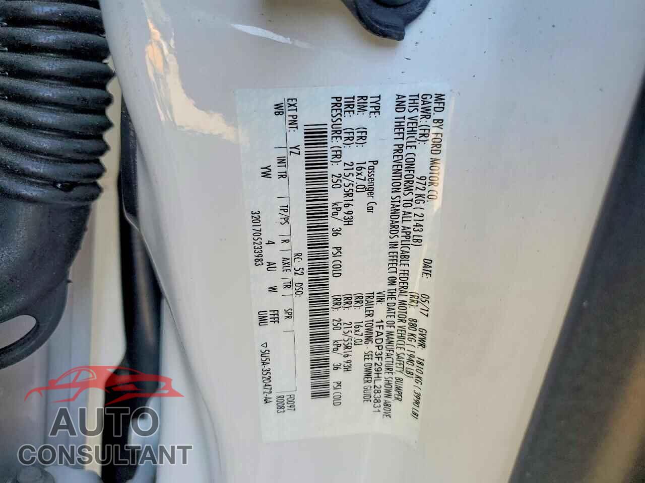 FORD FOCUS 2017 - 1FADP3F29HL283831