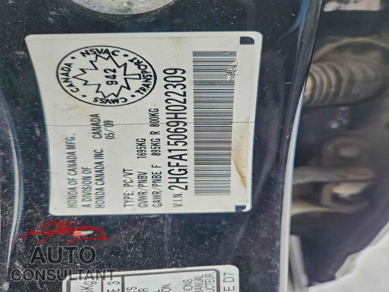 HONDA CIVIC 2009 - 2HGFA15069H022309