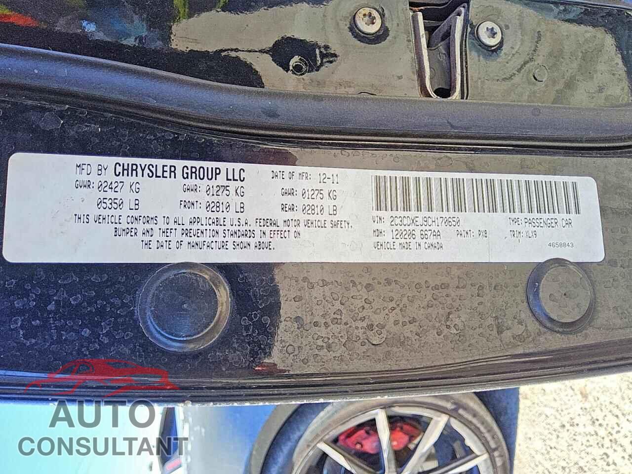 DODGE CHARGER 2012 - 2C3CDXEJ9CH170650