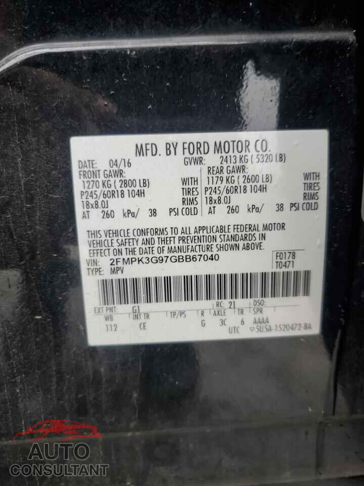 FORD EDGE 2016 - 2FMPK3G97GBB67040