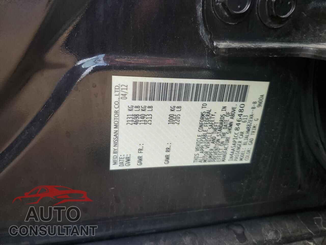 NISSAN MAXIMA 2012 - 1N4AA5AP1CC846480