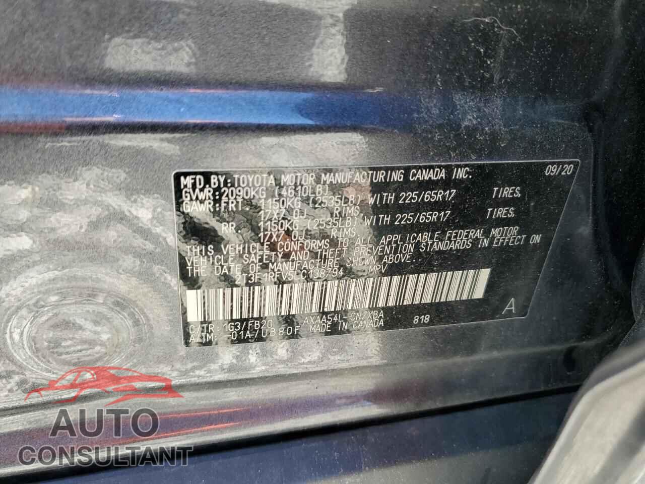 TOYOTA RAV4 2020 - 2T3F1RFV5LC138794