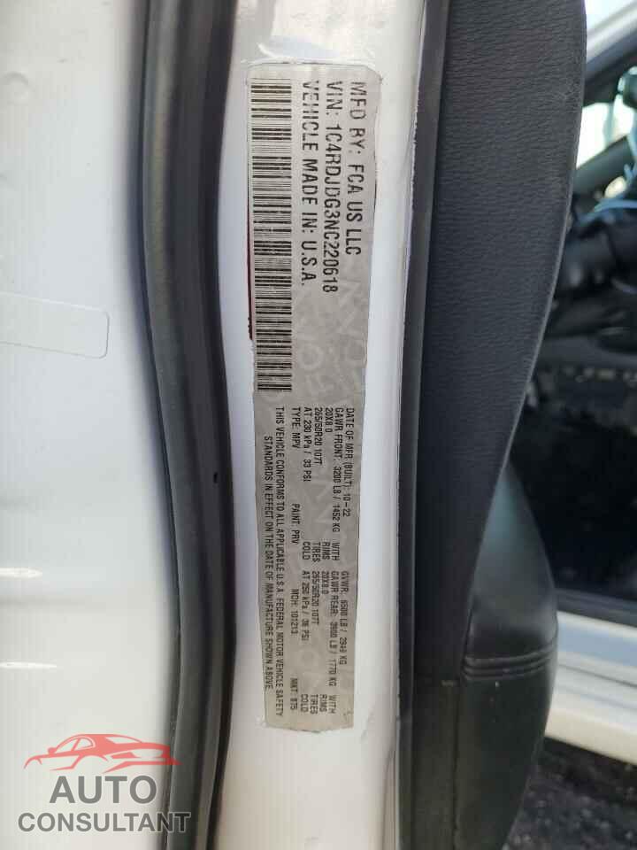 DODGE DURANGO 2022 - 1C4RDJDG3NC220618