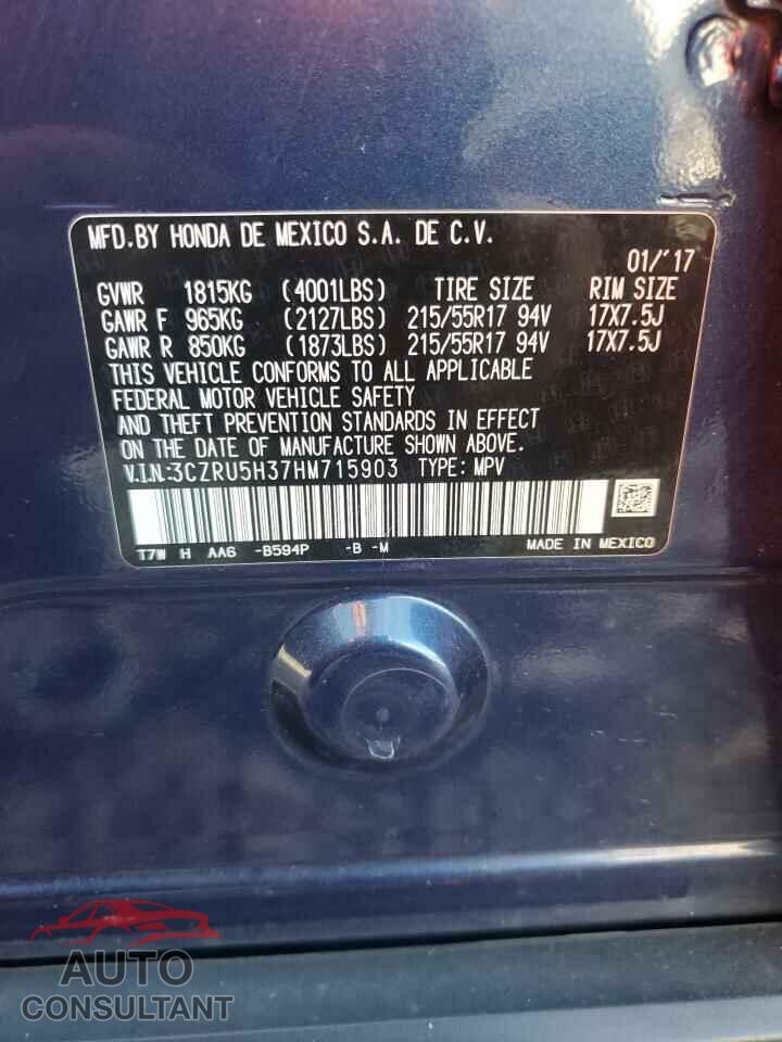 HONDA HR-V 2017 - 3CZRU5H37HM715903