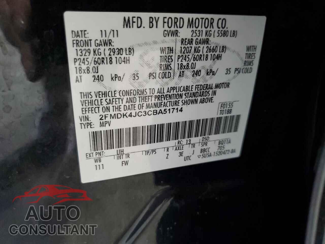 FORD EDGE 2012 - 2FMDK4JC3CBA51714