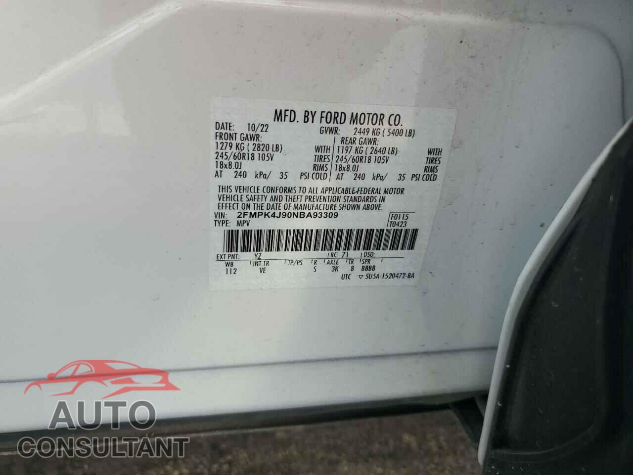 FORD EDGE 2022 - 2FMPK4J90NBA93309
