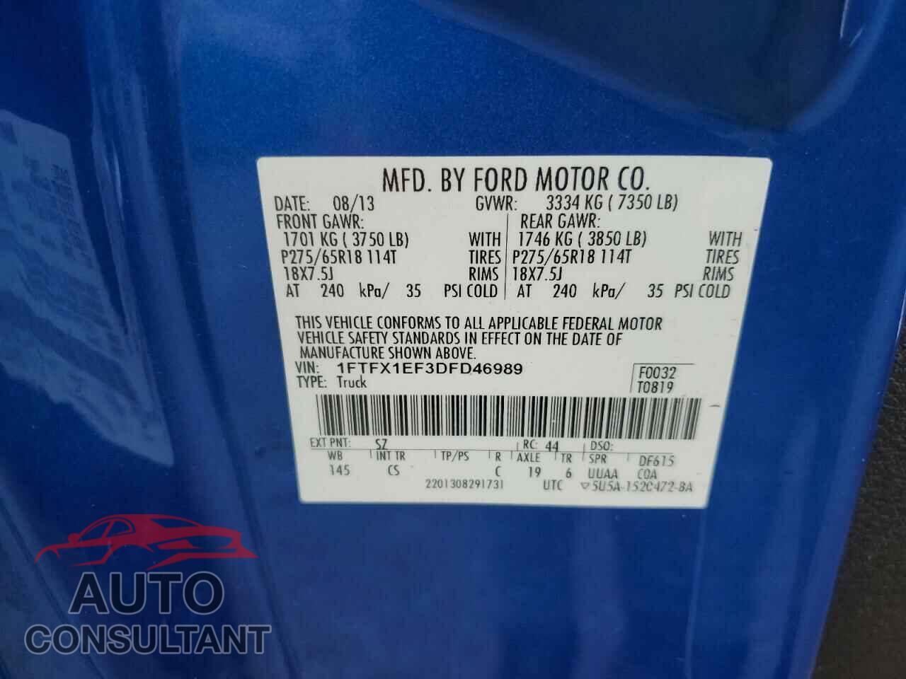 FORD F-150 2013 - 1FTFX1EF3DFD46989
